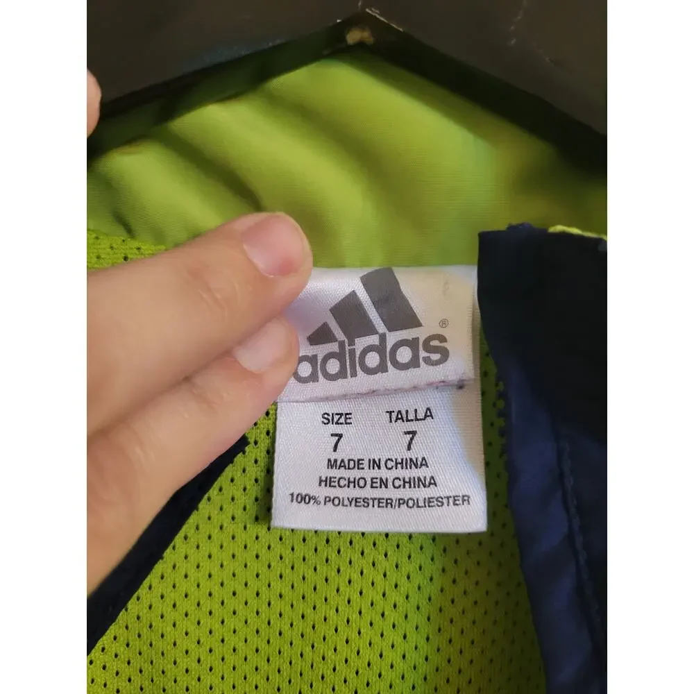 Adidas Boy's Navy Blue Windbreaker Light Jacket Sz 7